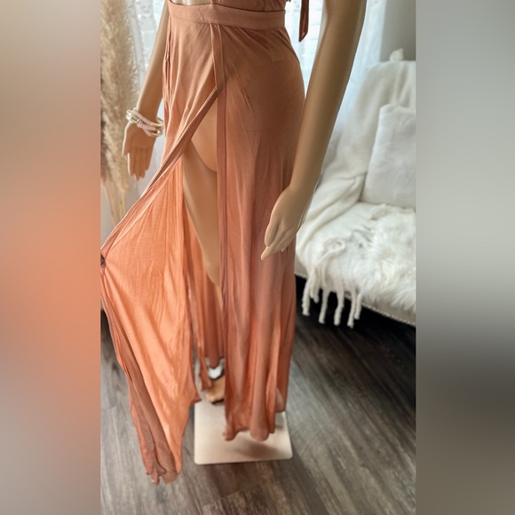 Cross Wrap Tie Halter Maxi Split Front Dress Size US 0 - Picture 7 of 8